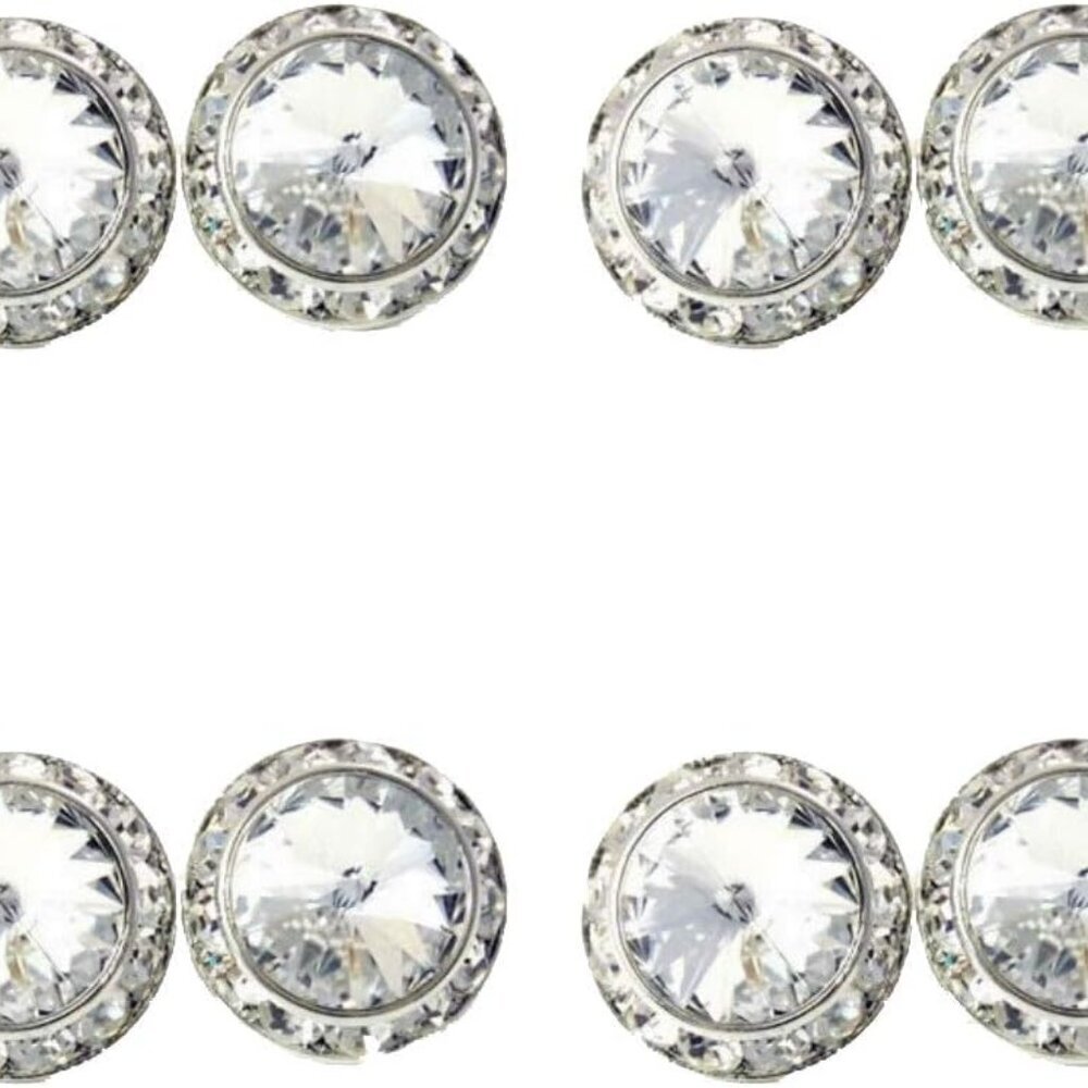 4 Pairs 15mm Rhinestone Round Shaped Acrylic Stone Inside Crystal Ear Studs For